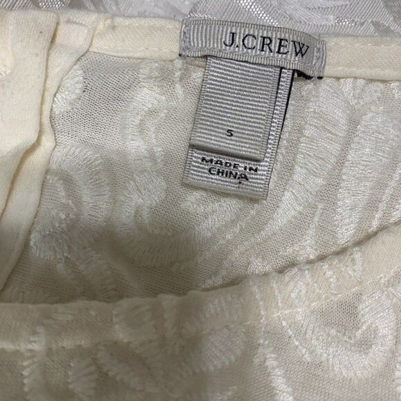 j crew womens solid ivory Crew Neck embroidered long sleeve top small - Picture 3 of 5